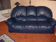 LEATHER 3 piece suite Navy blue leather 3 seat settee,  2....